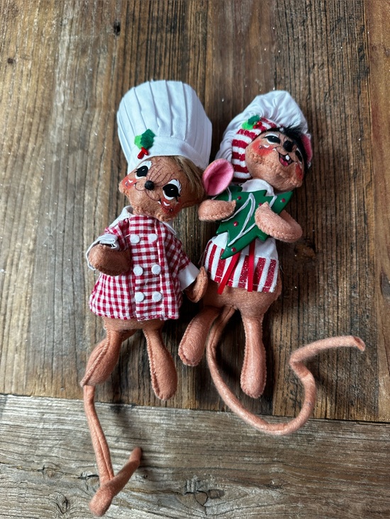 Other - Festive Chef Mouse Holiday Ornaments in Red & White